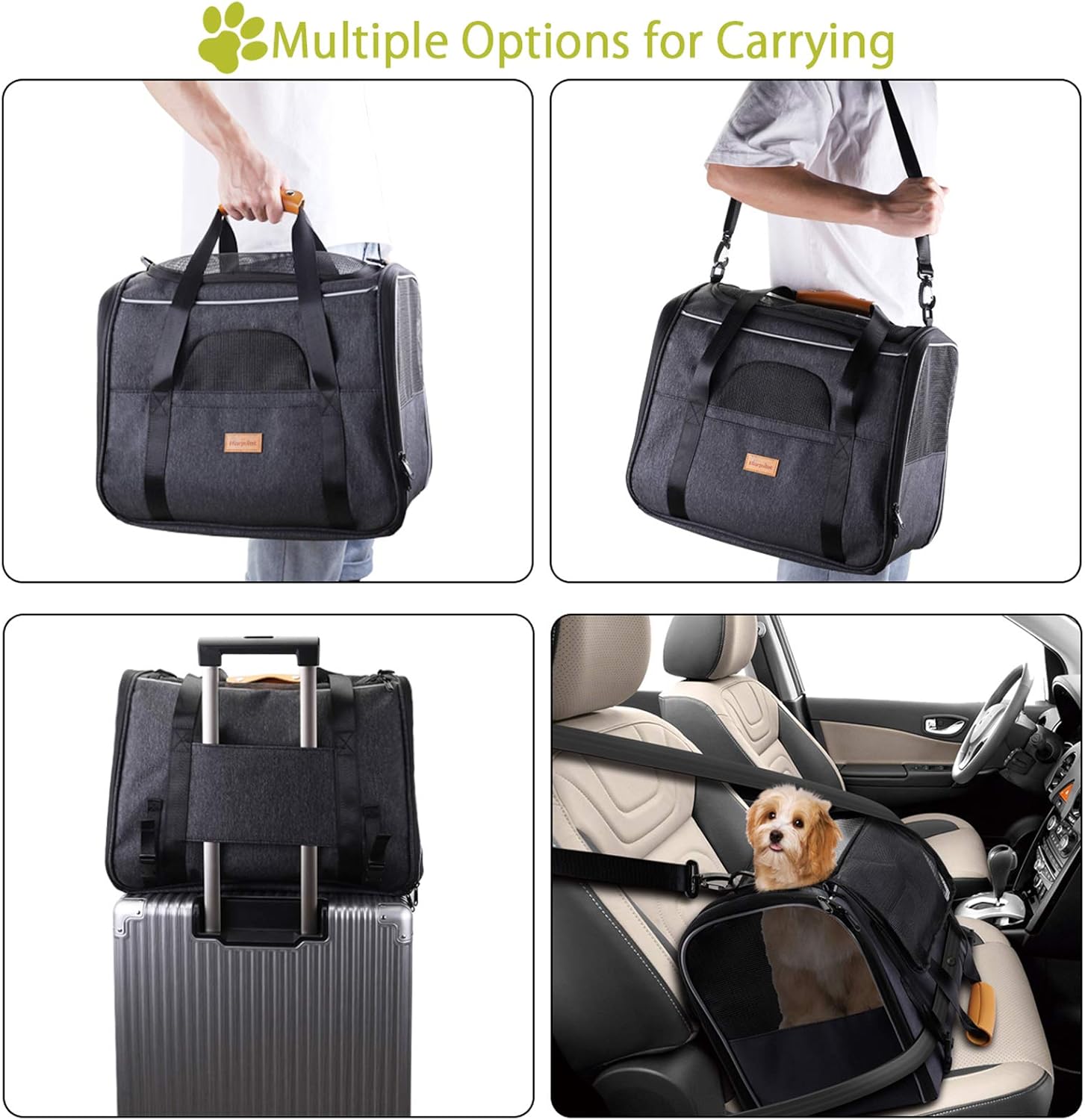 Portable Pet Carrier Bag, Top Opening, Removable Mat and Breathable Mesh, Foldable Transport Carrier for Dogs and Cats, with Shoulder Strap and Pet Bowl, Grey