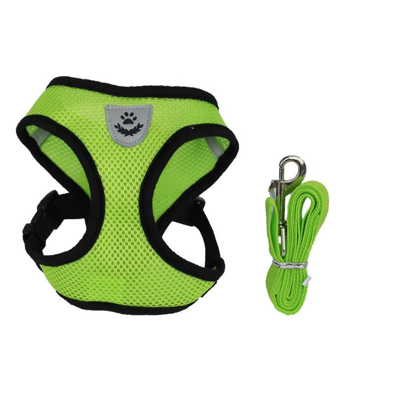 Cat Dog Harness Adjustable Vest Walking Lead Leash for Puppy Dogs Collar Polyester Mesh Harness for Small Medium Dog Cat Pet
